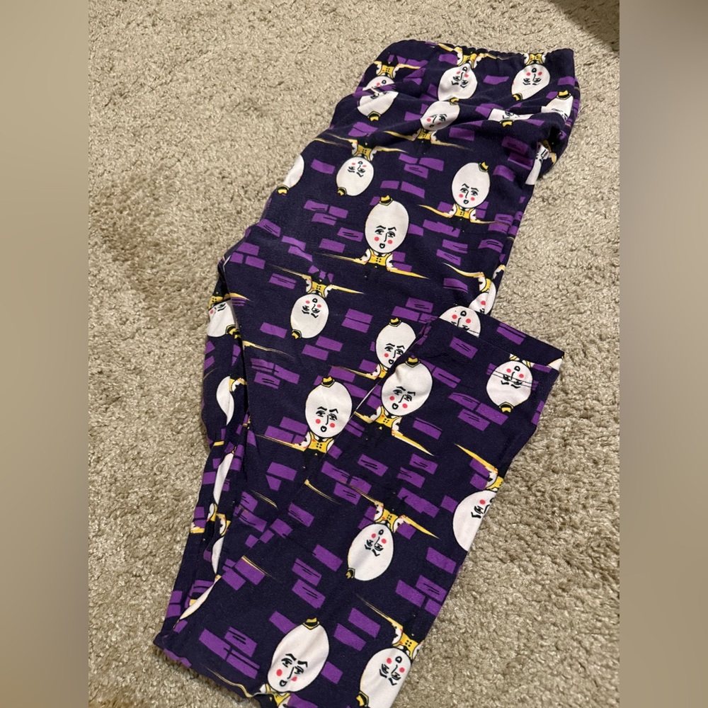 LuLaRoe Purple and White Patterned Leggings